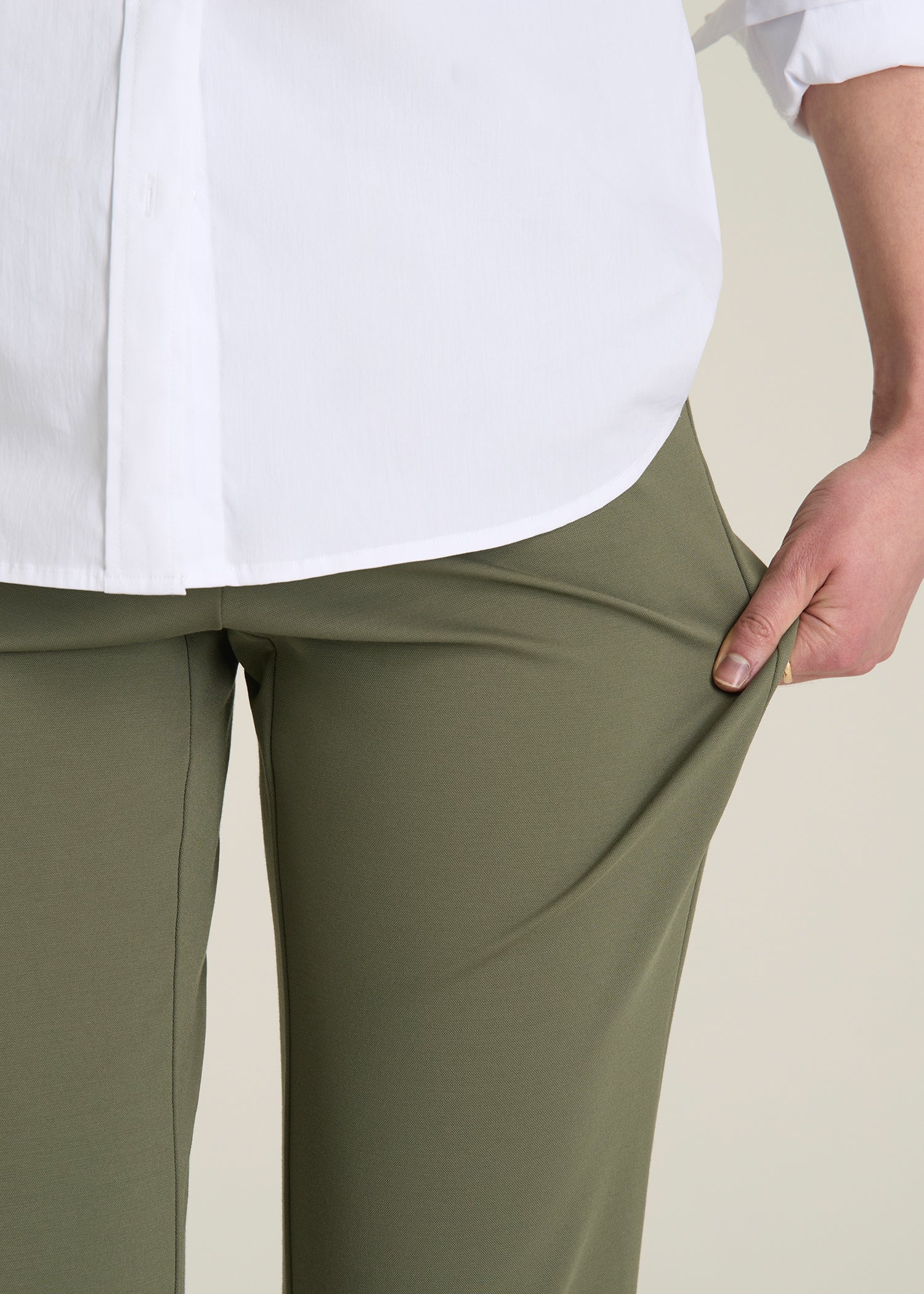 Freedom Flex Slim Straight Leg Dress Pants for Tall Women in Olive