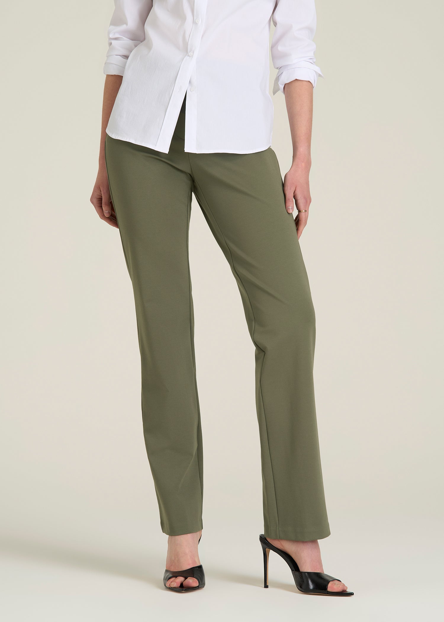 Freedom Flex Slim Straight Leg Dress Pants for Tall Women in Olive