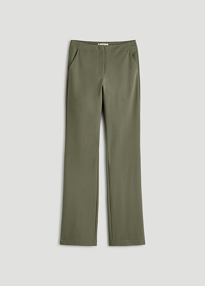 Freedom Flex Slim Straight Leg Dress Pants for Tall Women in Olive