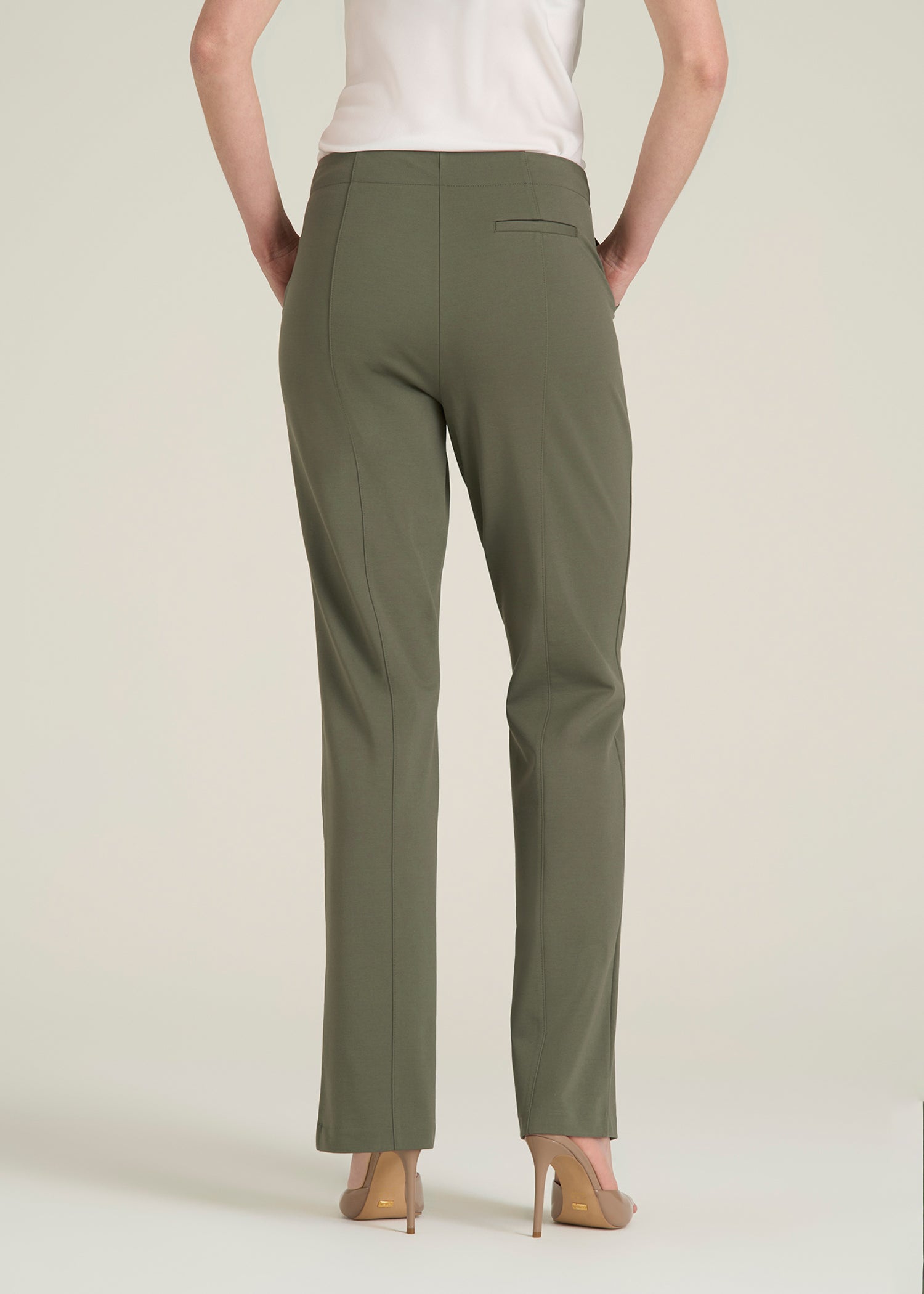 Freedom Flex Straight Leg Dress Pants for Tall Women in Olive