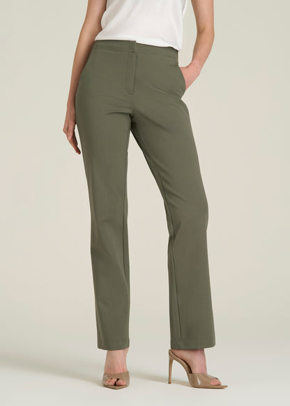 Freedom Flex Straight Leg Dress Pants for Tall Women in Olive