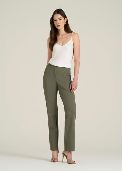 Freedom Flex Straight Leg Dress Pants for Tall Women in Olive