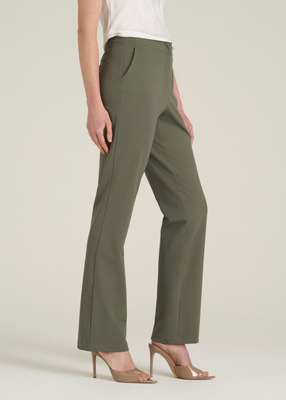 Freedom Flex Straight Leg Dress Pants for Tall Women in Olive