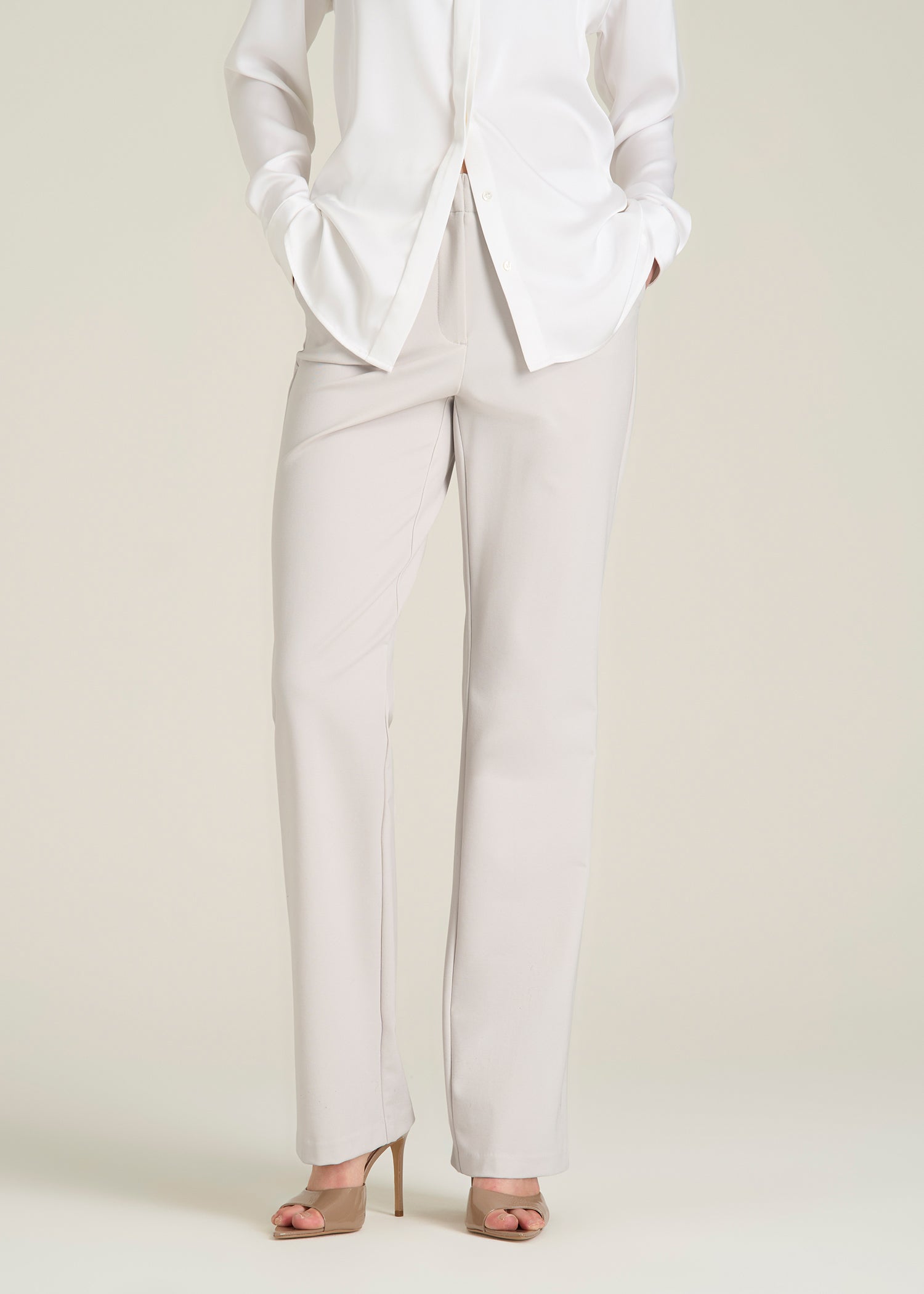 Freedom Flex Straight Leg Dress Pants for Tall Women in White Sand