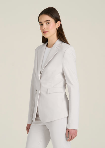 Freedom Flex Two-Button Slim-Fit Blazer for Tall Women in White Sand