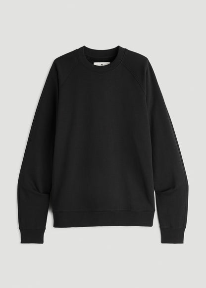 French Terry Crewneck Sweatshirt for Tall Women in Black