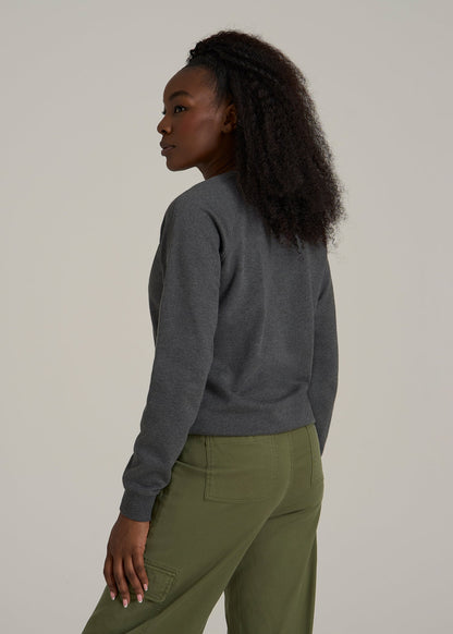 French Terry Crewneck Sweatshirt for Tall Women in Charcoal Mix