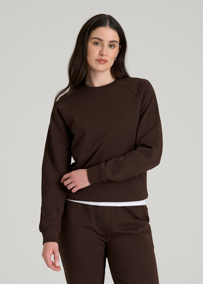 French Terry Crewneck Sweatshirt for Tall Women in Espresso