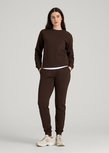 French Terry Crewneck Sweatshirt for Tall Women in Espresso