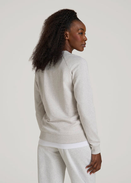 French Terry Crewneck Sweatshirt for Tall Women in Heather Cloud White