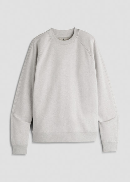 French Terry Crewneck Sweatshirt for Tall Women in Heather Cloud White