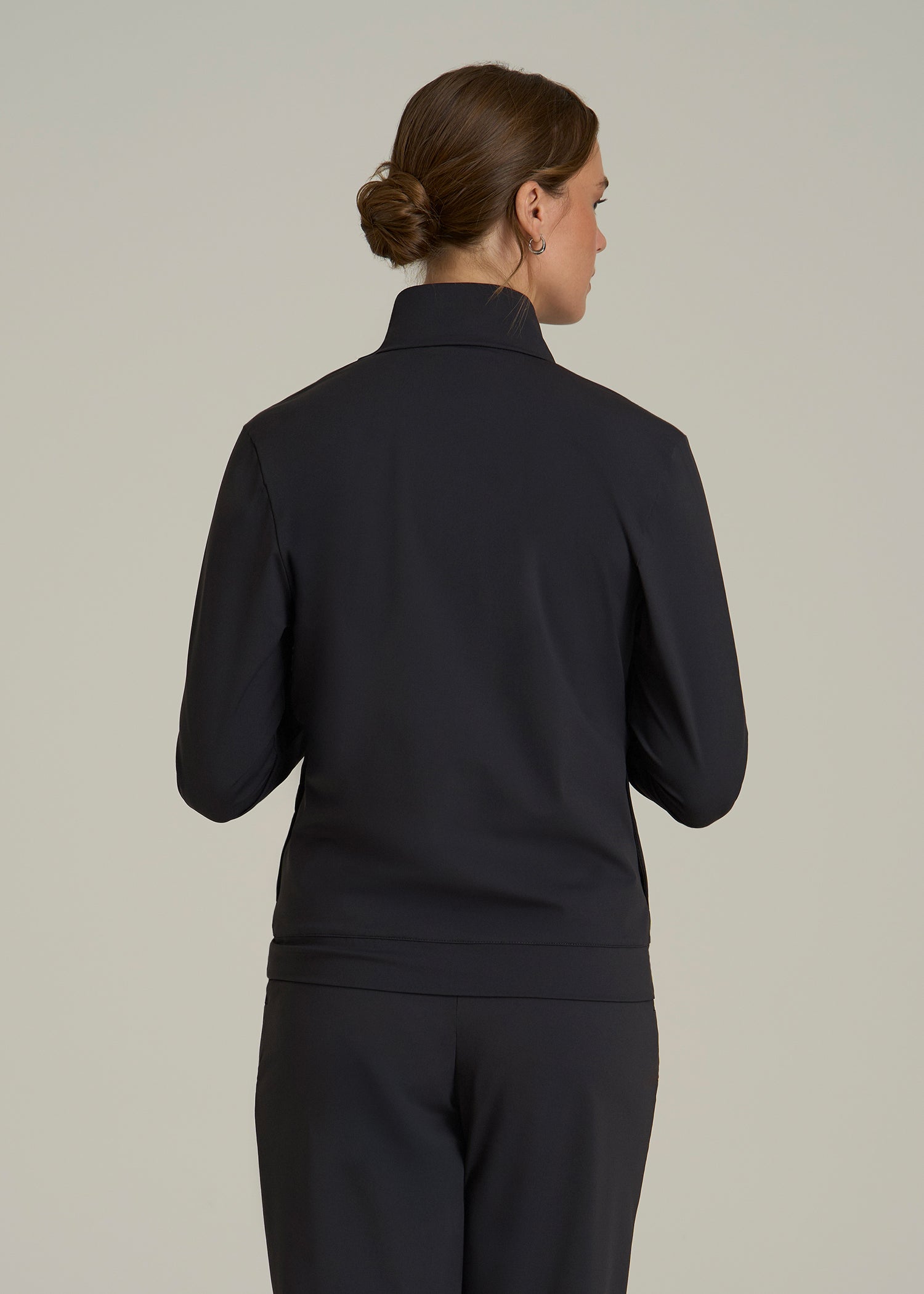 Front Zip Commuter Jacket for Tall Women in Black