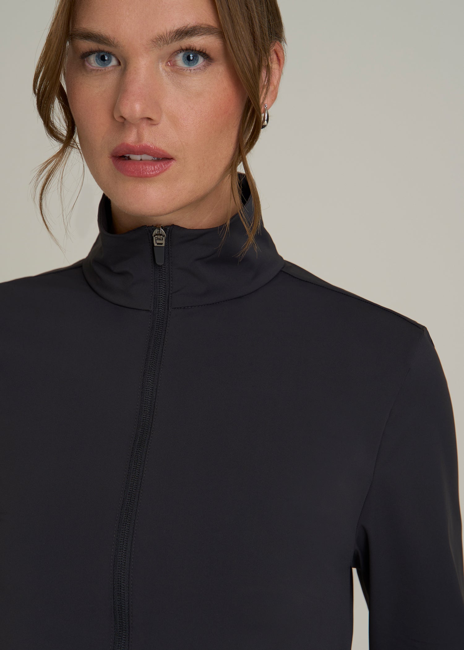 Front Zip Commuter Jacket for Tall Women in Black