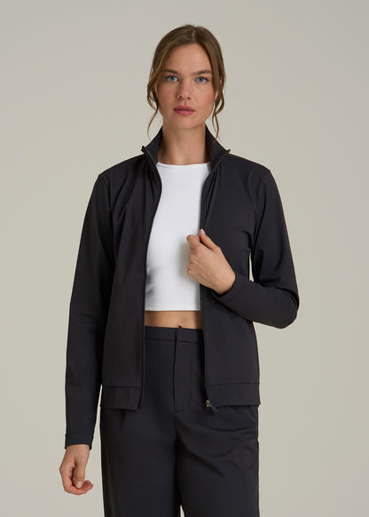 Front Zip Commuter Jacket for Tall Women in Black
