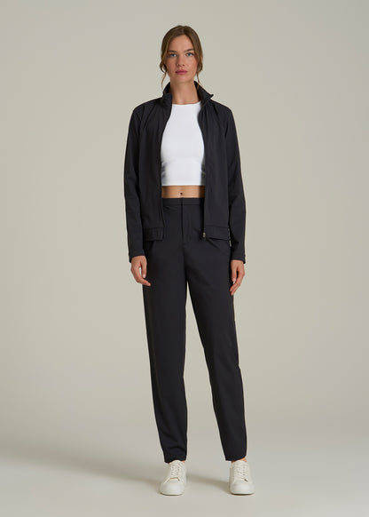 Front Zip Commuter Jacket for Tall Women in Black