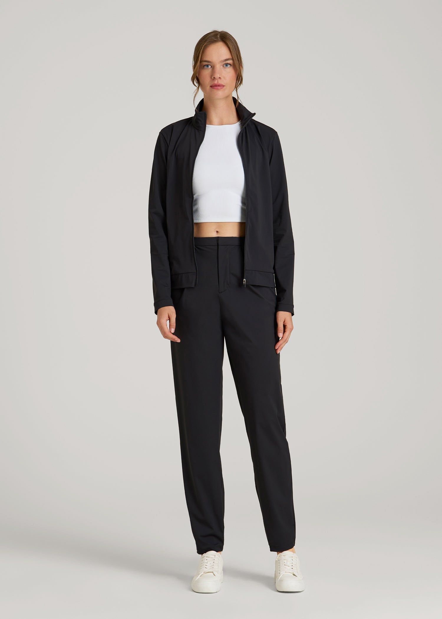 Front Zip Commuter Jacket for Tall Women in Black