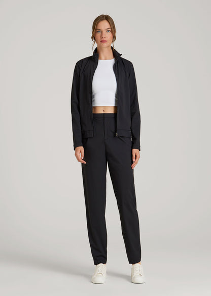 Front Zip Commuter Jacket for Tall Women in Black
