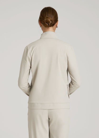 Front Zip Commuter Jacket for Tall Women in Stone