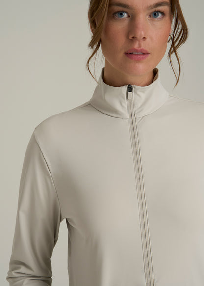 Front Zip Commuter Jacket for Tall Women in Stone