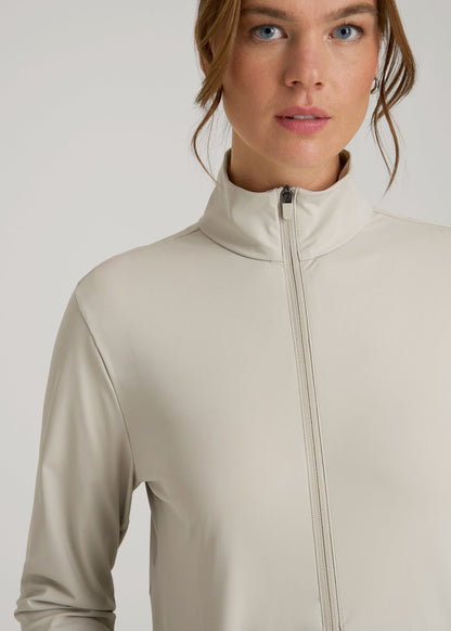 Front Zip Commuter Jacket for Tall Women in Stone