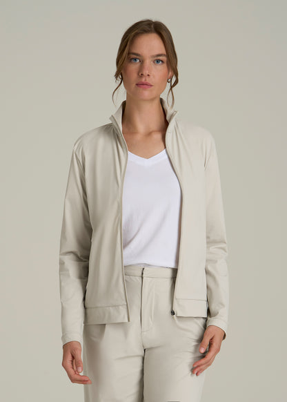 Front Zip Commuter Jacket for Tall Women in Stone