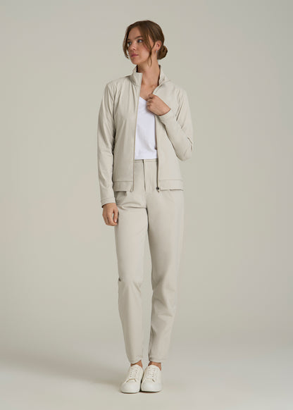 Front Zip Commuter Jacket for Tall Women in Stone