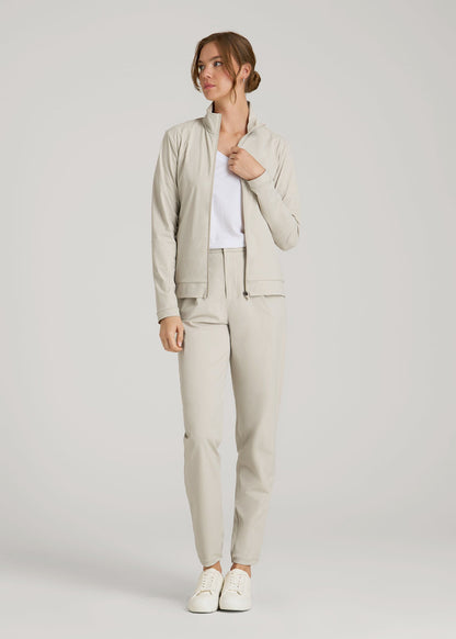 Front Zip Commuter Jacket for Tall Women in Stone