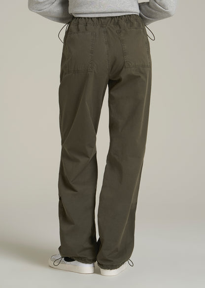Garment Dyed Parachute Chino Pants for Tall Women in Forest Night