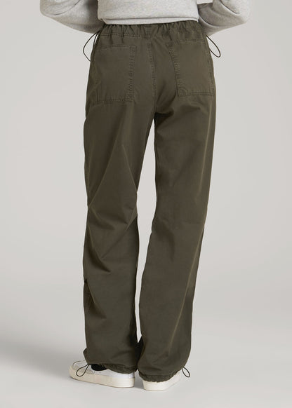 Garment Dyed Parachute Chino Pants for Tall Women in Forest Night