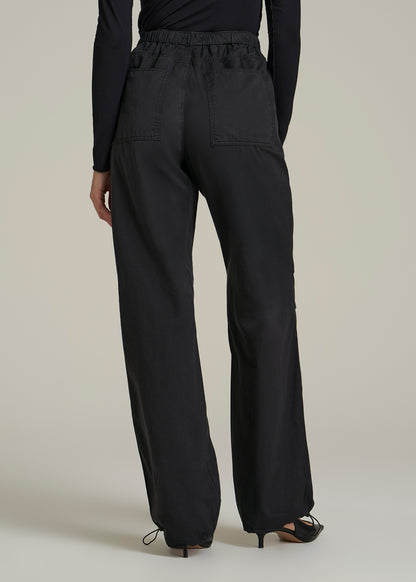 Garment Dyed Parachute Chino Pants for Tall Women in Vintage Black