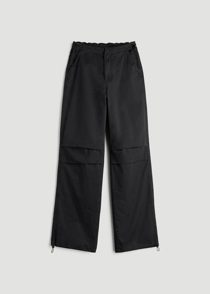 Garment Dyed Parachute Chino Pants for Tall Women in Vintage Black
