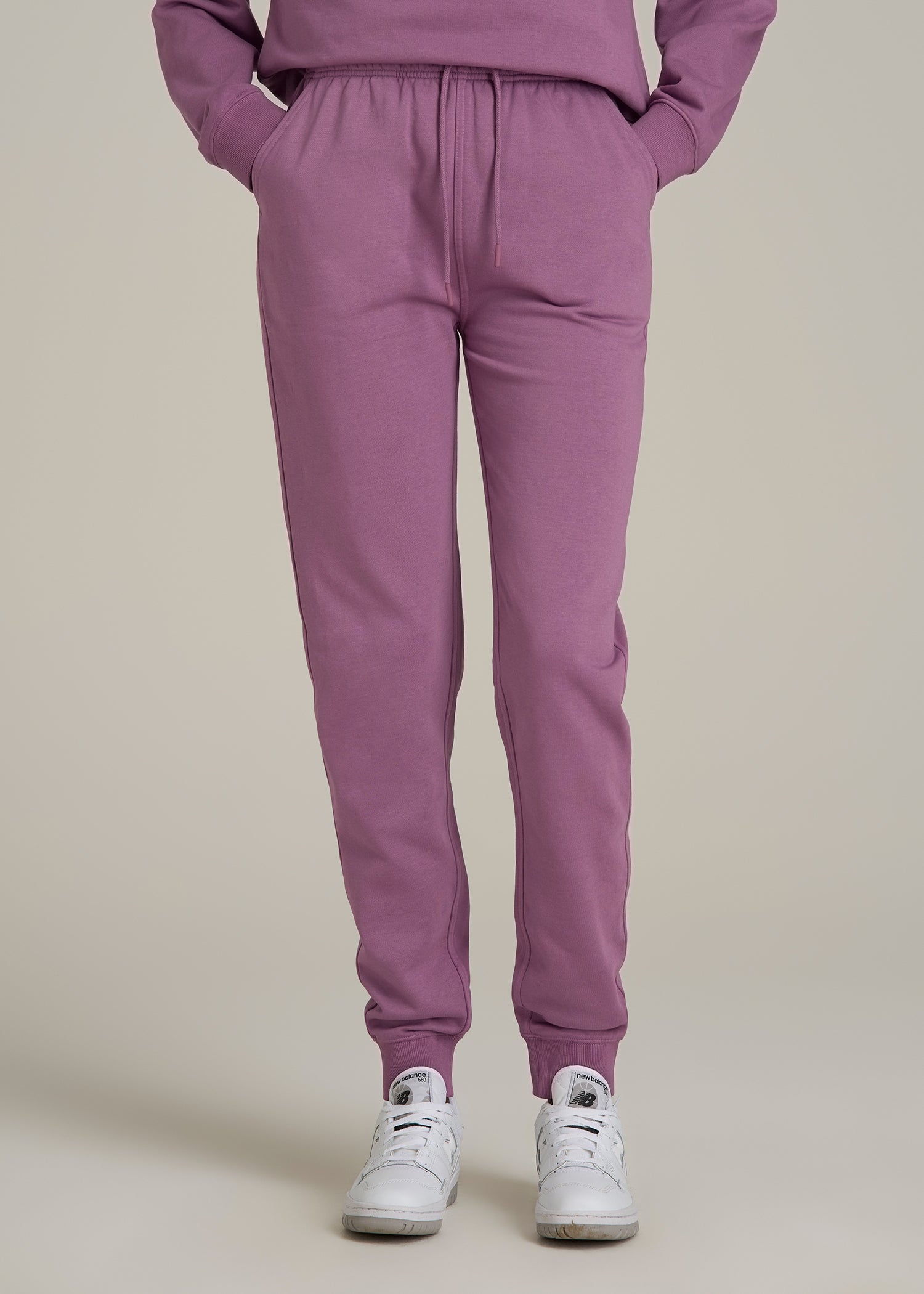 Garment Dyed Sweatpants for Tall Women in Washed Argyle Purple