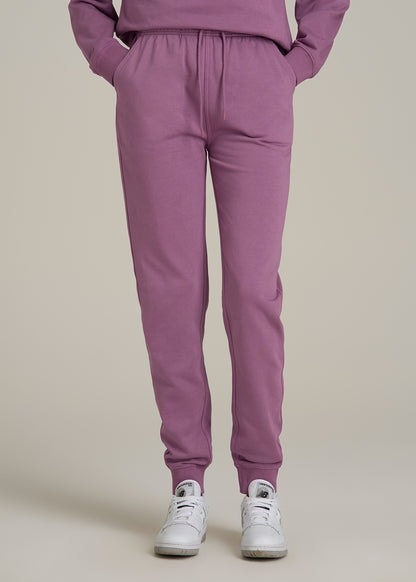 Garment Dyed Joggers for Tall Women in Washed Argyle Purple