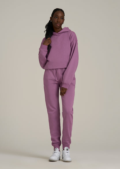 Garment Dyed Joggers for Tall Women in Washed Argyle Purple