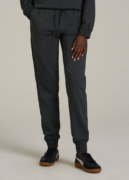 Garment Dyed Sweatpants for Tall Women in Washed Black