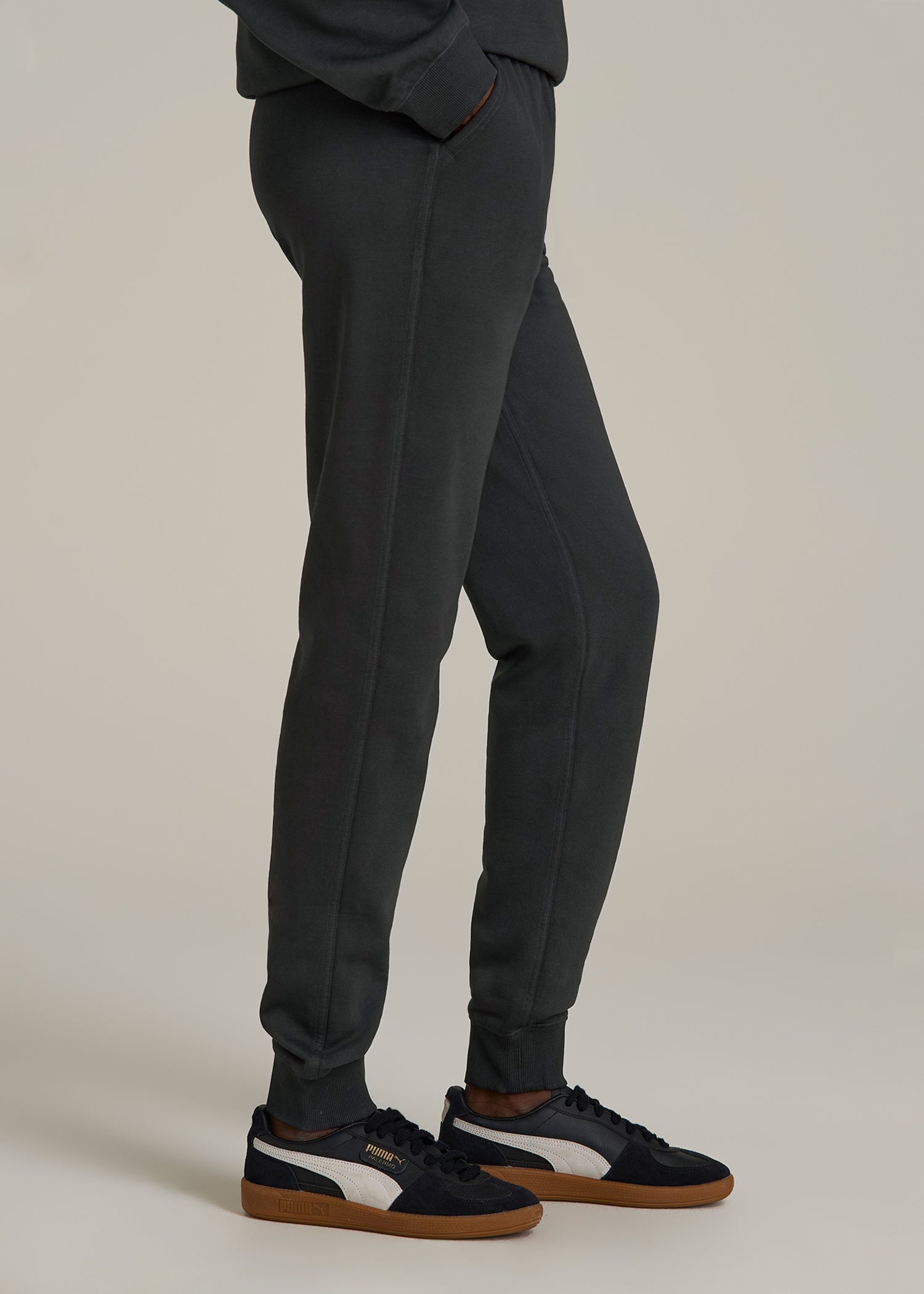 Garment Dyed Sweatpants for Tall Women in Washed Black