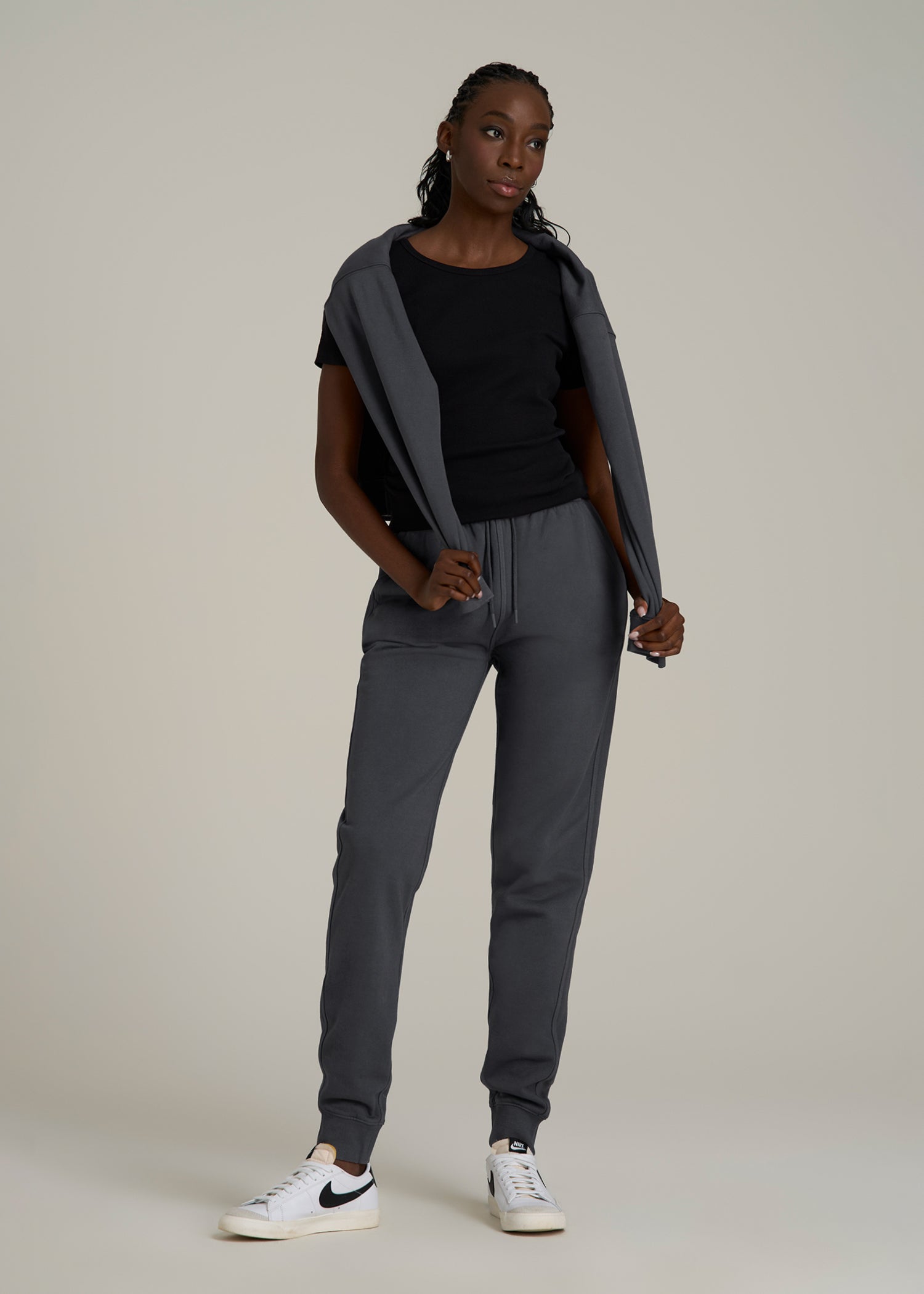 Garment Dyed Sweatpants for Tall Women in Washed Charcoal Rinse