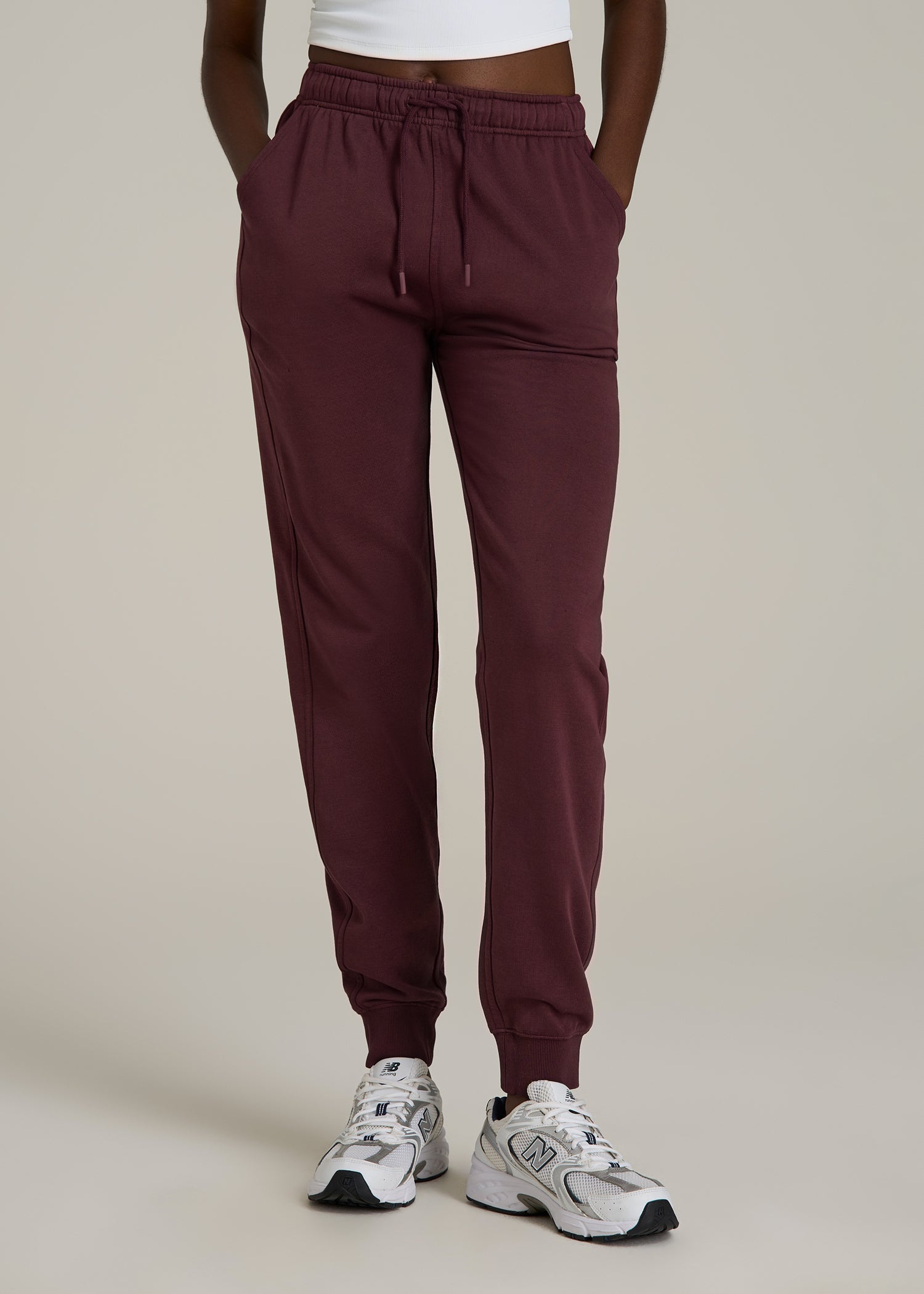 Garment Dyed Sweatpants for Tall Women in Washed Tawny Port
