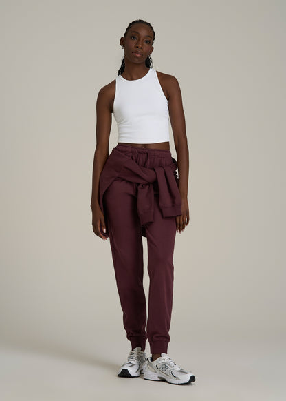 Garment Dyed Sweatpants for Tall Women in Washed Tawny Port