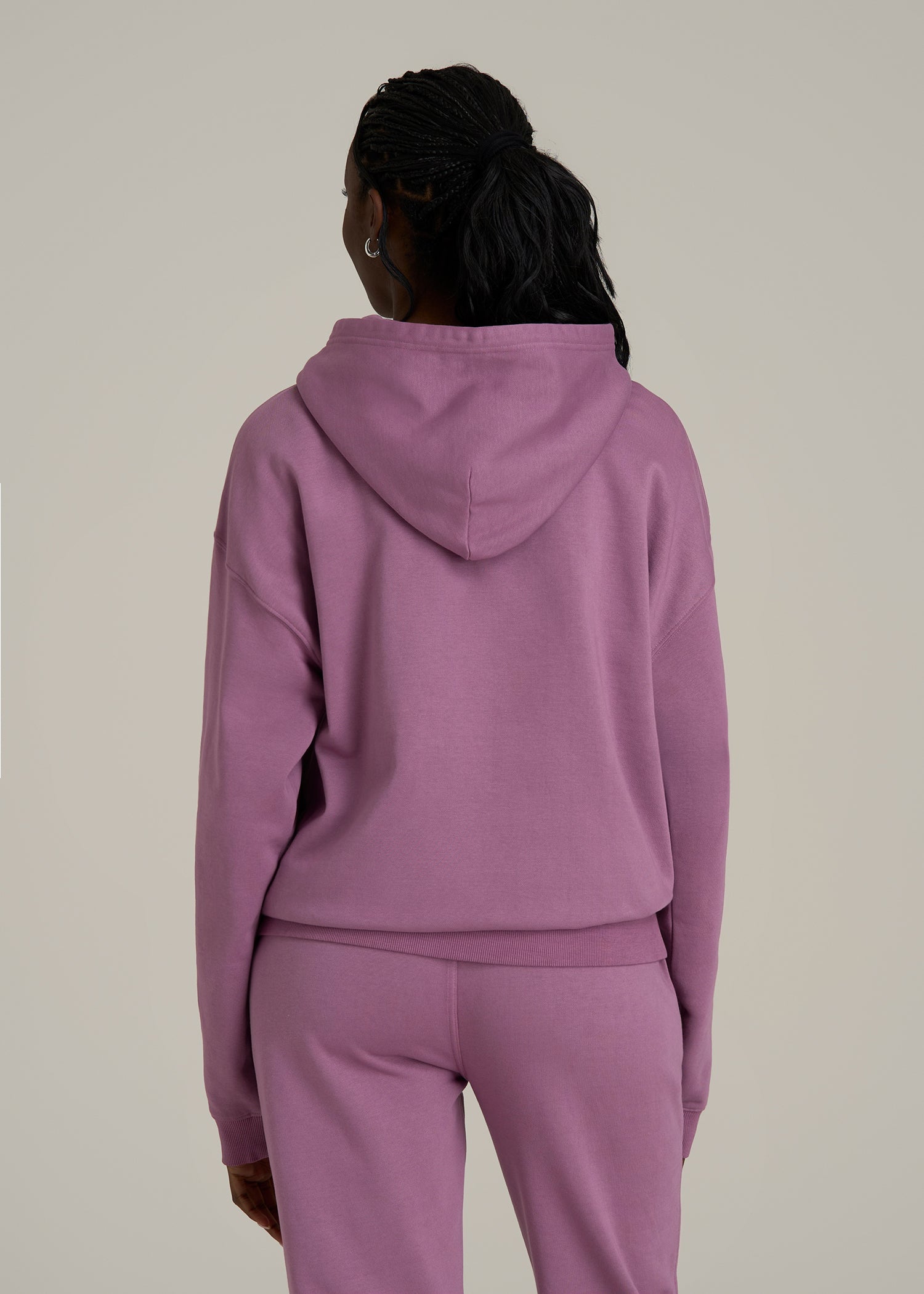 Garment Dyed Hoodie for Tall Women in Argyle Purple