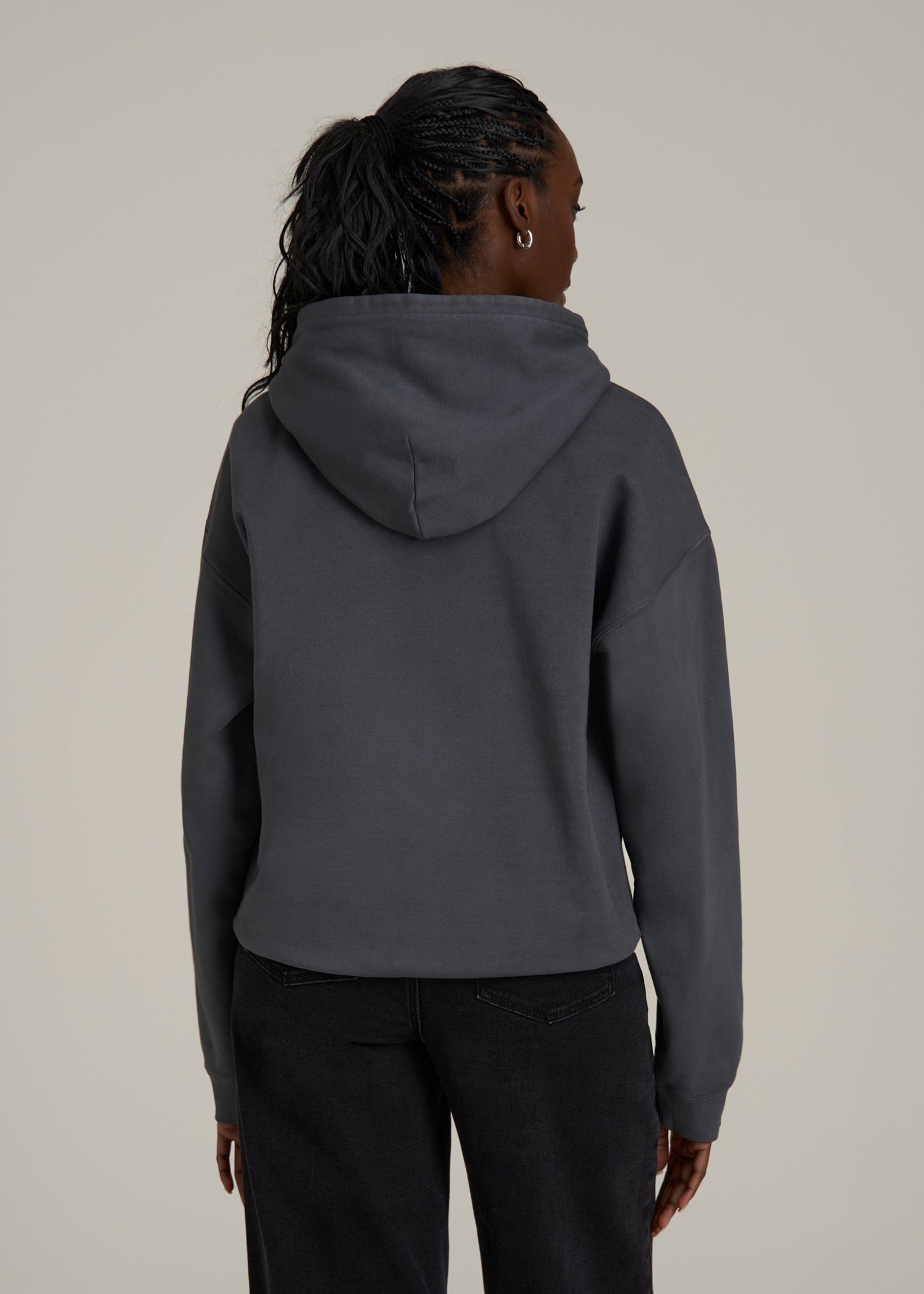Garment Dyed Hoodie for Tall Women in Charcoal Rinse