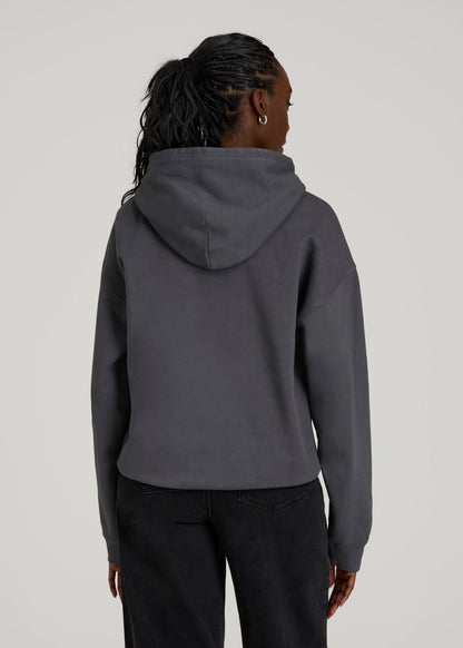 Garment Dyed Hoodie for Tall Women in Charcoal Rinse