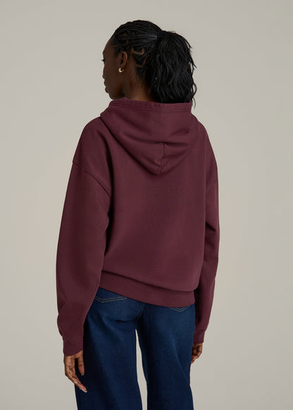 Garment Dyed Hoodie for Tall Women in Tawny Port