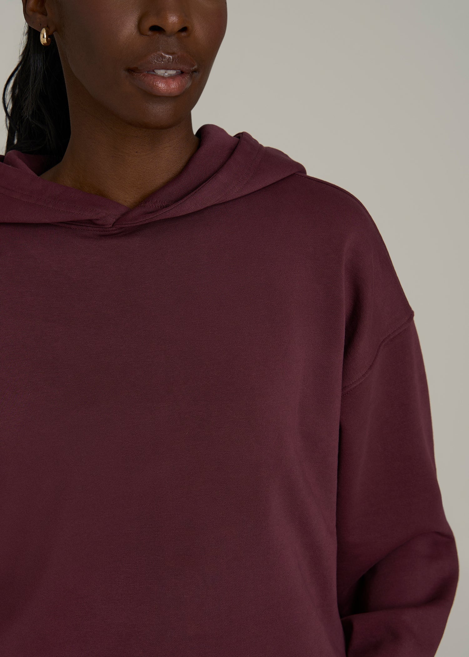 Garment Dyed Hoodie for Tall Women in Tawny Port