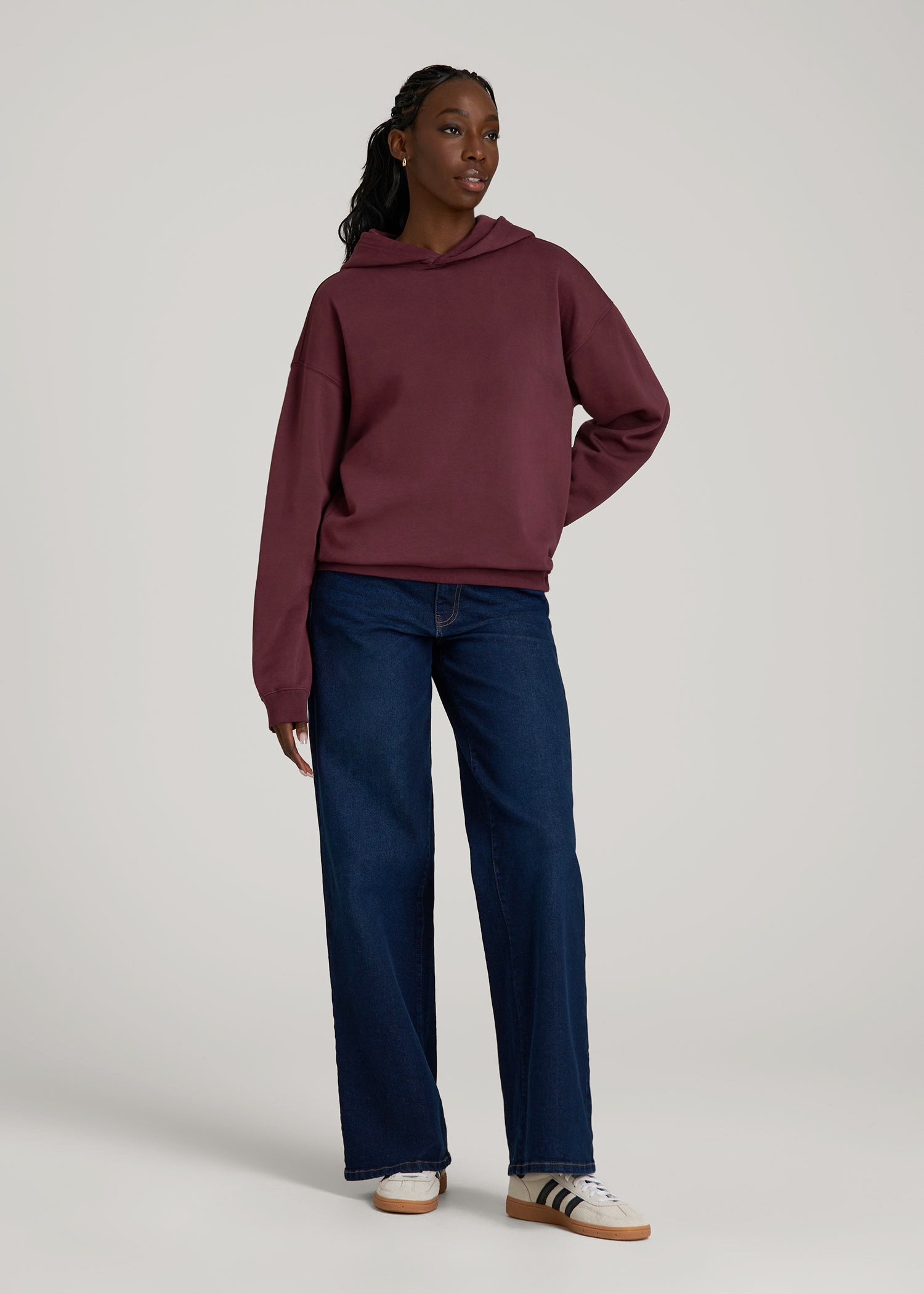 Garment Dyed Hoodie for Tall Women in Tawny Port