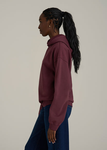 Garment Dyed Hoodie for Tall Women in Tawny Port