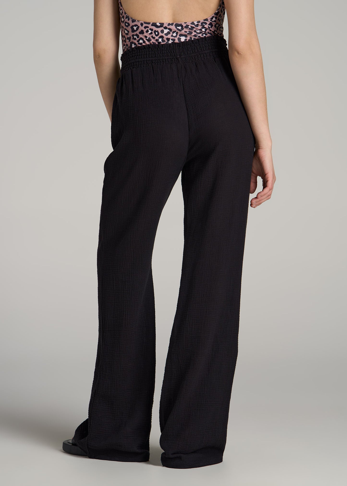 Gauze Cover Up Pants for Tall Women in Black