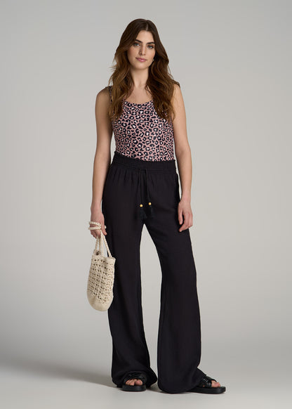 Gauze Cover Up Pants for Tall Women in Black