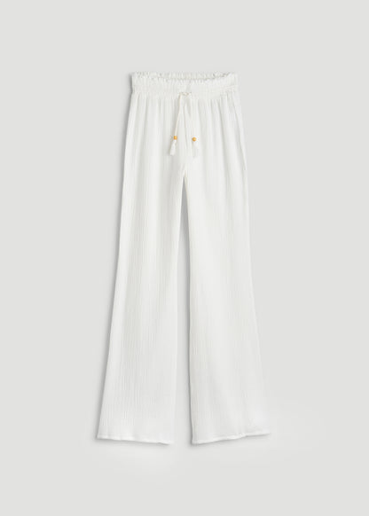 Gauze Cover Up Pants for Tall Women in Bright White