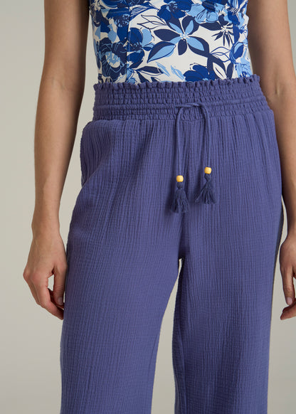 Gauze Cover Up Pants for Tall Women in Future Dusk